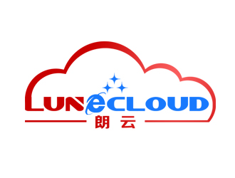 余亮亮的朗云logo,英文为：LUNeCLOUD，中文:朗云logo设计