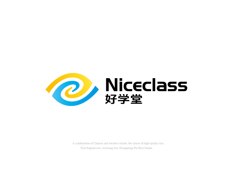 张俊的英文名字是“Niceclass ”，中文名字是“好学堂”logo设计