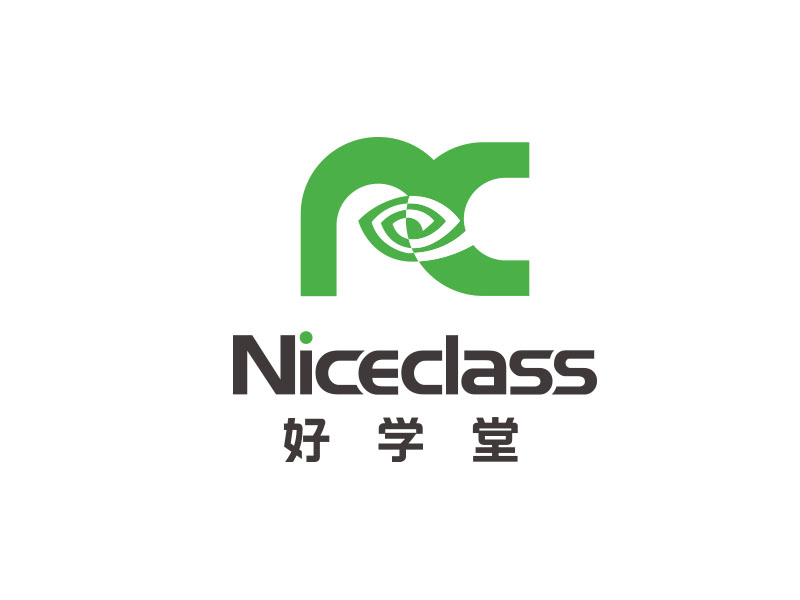 朱红娟的英文名字是“Niceclass ”，中文名字是“好学堂”logo设计